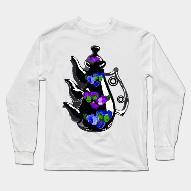 Topsy turvy teapot Long Sleeve T-Shirt by Orchid's Art